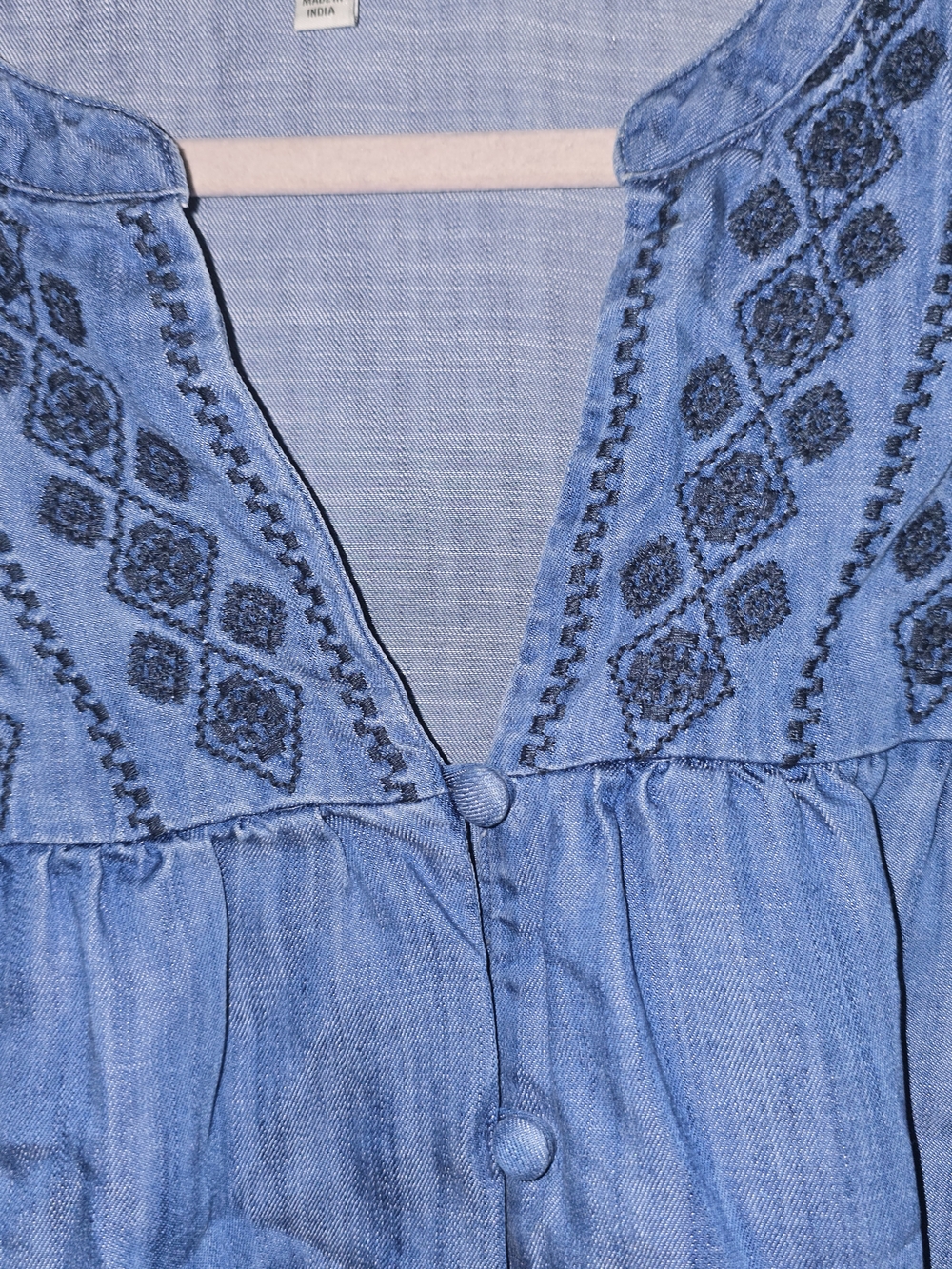 Wonderly Indigo Embroidered Button-Up Blouse - Picture 5 of 5